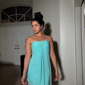 Vintage Strapless Aqua Dress